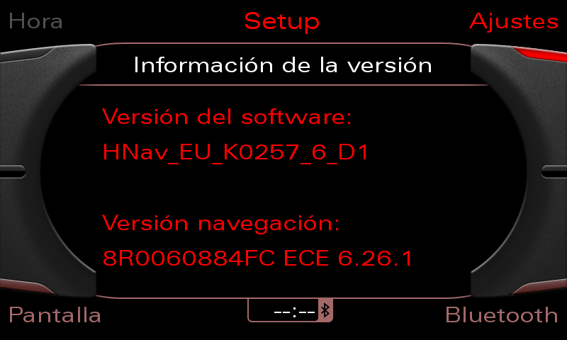 Versión del software y navegación de un MMI3G HIGH